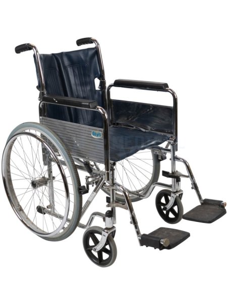 Blue  Wheelchair Black Foot Rests